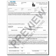 HV-1028 HVAC Service & Repair Contract (California)  2 Sides with CA required terms on backside